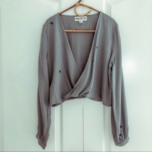 Wildfox Star Embroidered Surplus Top